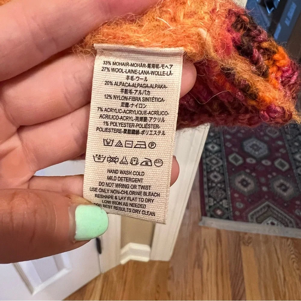 Free People Rainbow Daydream Tunic Cardi Sunset Mohair Alpaca Wool Cardigan XS/S